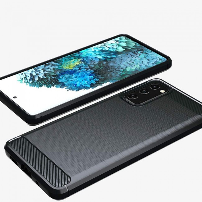 Samsung Galaxy S20 FE and S20 FE 5G Brushed Carbon Fiber Case Cover - Black