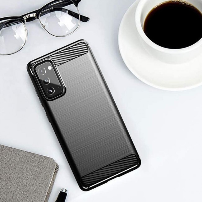 Samsung Galaxy S20 FE and S20 FE 5G Brushed Carbon Fiber Case Cover - Black