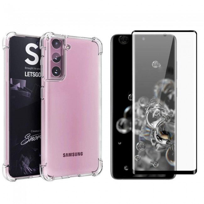 Samsung Galaxy S21 Plus Clear TPU Gorilla Cover with 3D Tempered Screen Protector