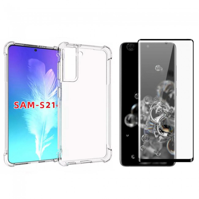 Samsung Galaxy S21 Plus Clear TPU Gorilla Cover with 3D Tempered Screen Protector