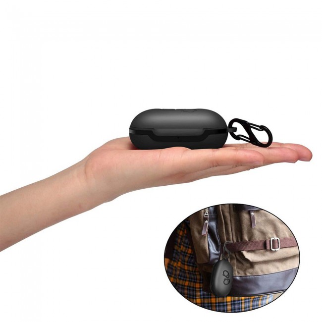 2Pack Margoun Protective Silicone Case for Samsung Galaxy Buds Plus with Carabiner - Black