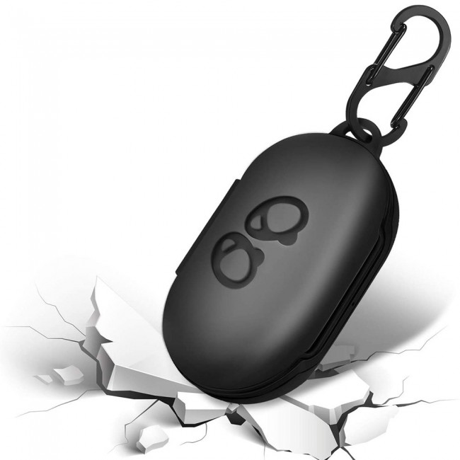 2Pack Margoun Protective Silicone Case for Samsung Galaxy Buds Plus with Carabiner - Black Blue