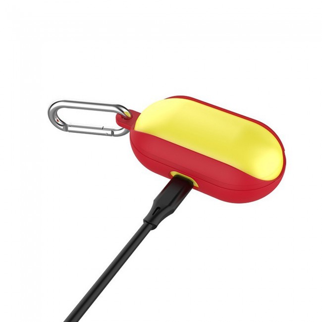 Silicone Protective Case for Samsung Galaxy Buds with Carabiner-Red