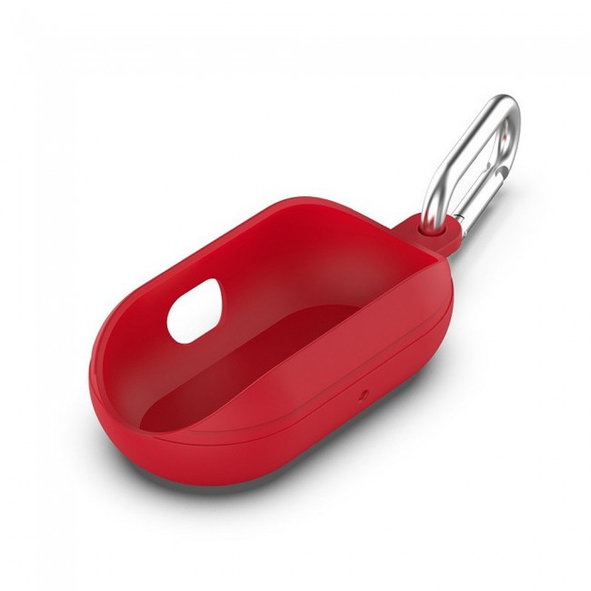 Silicone Protective Case for Samsung Galaxy Buds with Carabiner-Red