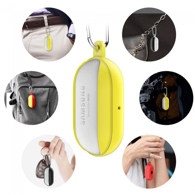 Silicone Protective Case for Samsung Galaxy Buds with Carabiner-Yellow
