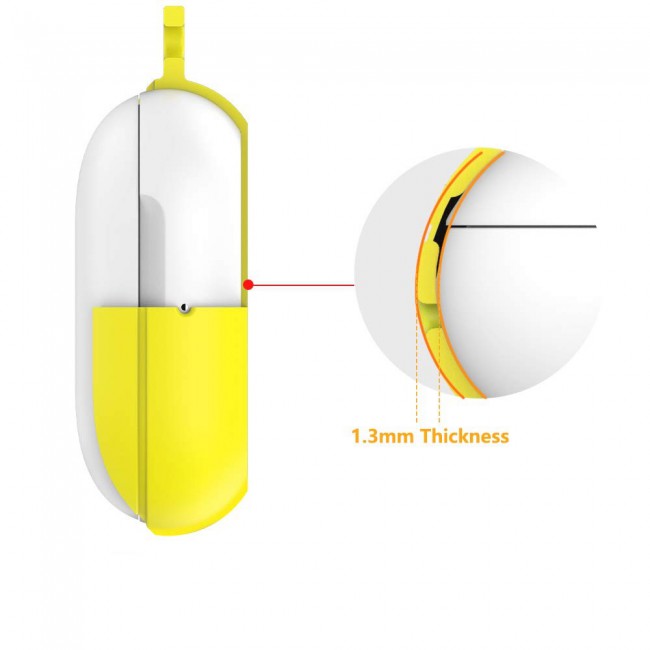 Silicone Protective Case for Samsung Galaxy Buds with Carabiner-Yellow