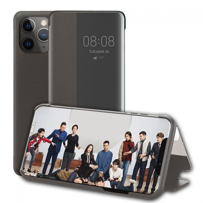iPhone 11 Pro Smart View Design Flip Case Cover - Grey