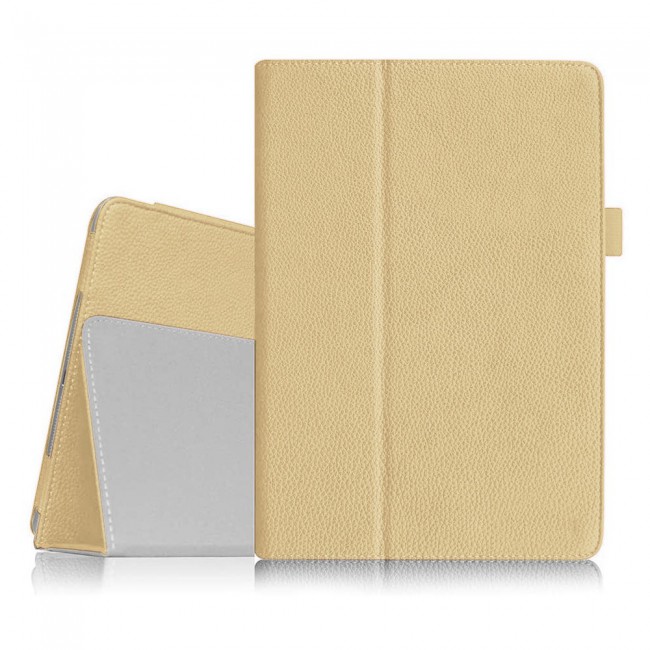 Two-Fold Leather Stand Cover with Screen Protector for Huawei Matepad T10s T 10s 10.1-inch - Gold