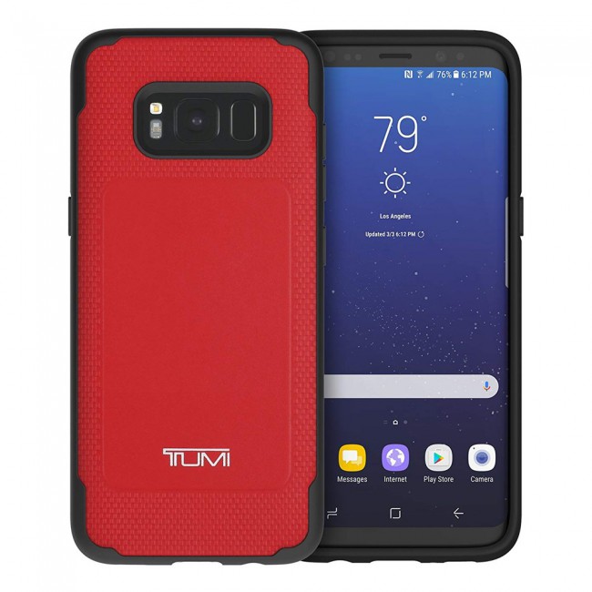 TUMI Leather Co-Mold Case Cover for Samsung Galaxy S8 - Red