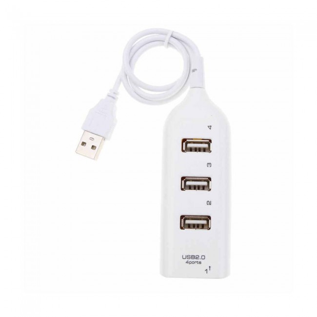 USB 2.0 Hub 4 Ports Hi-Speed Adapter 50cm - White