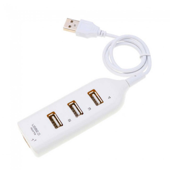 USB 2.0 Hub 4 Ports Hi-Speed Adapter 50cm - White