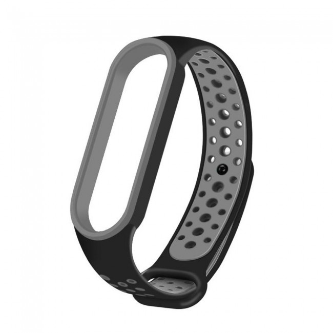 Xiaomi Mi Band 5 and Mi Band 6 Replacement Silicone Band Nike Design by Margoun - Black Grey
