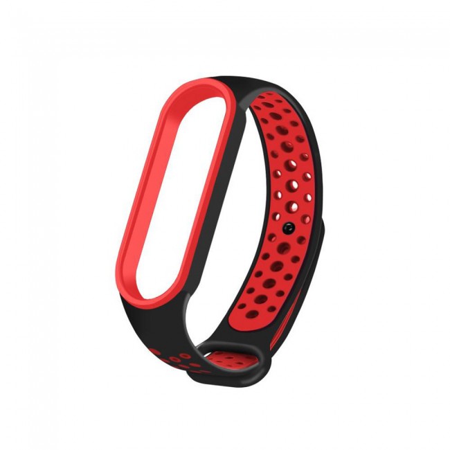 Xiaomi Mi Band 5 and Mi Band 6 Replacement Silicone Band Nike Design by Margoun - Black Red