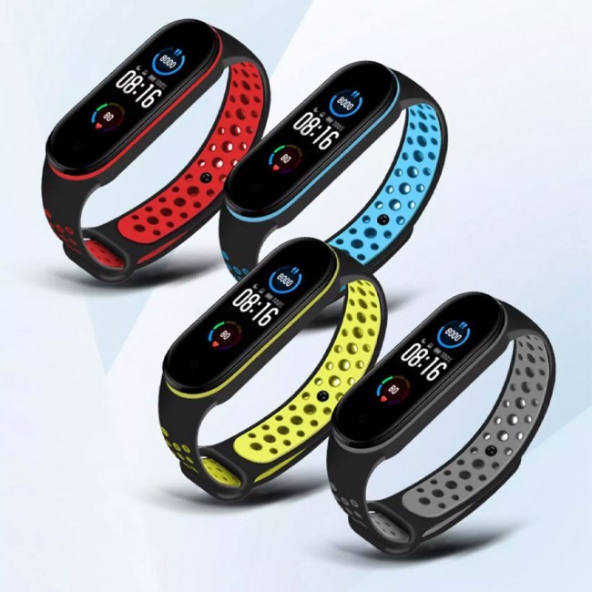 Xiaomi Mi Band 5 and Mi Band 6 Replacement Silicone Band Nike Design by Margoun - Black Red