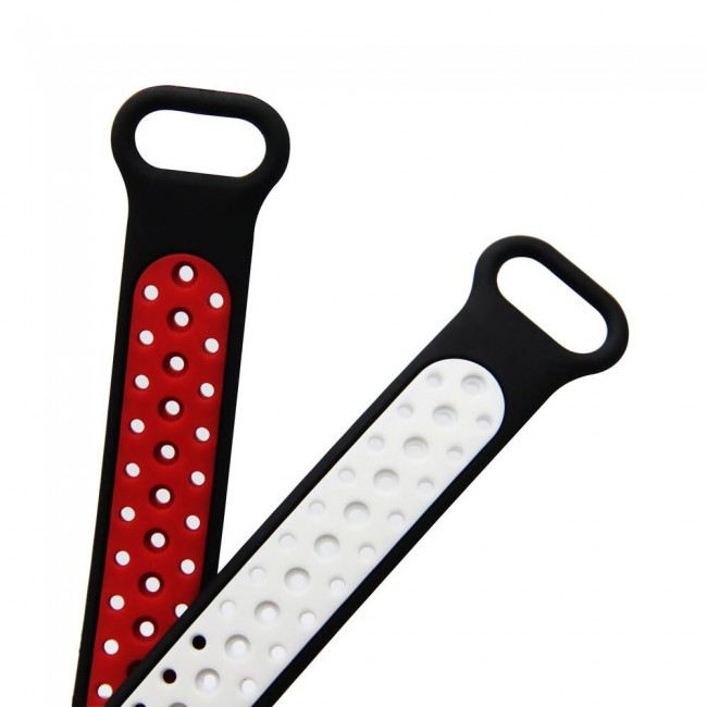 Xiaomi Mi Band 5 and Mi Band 6 Replacement Silicone Band Nike Design by Margoun - Black Red
