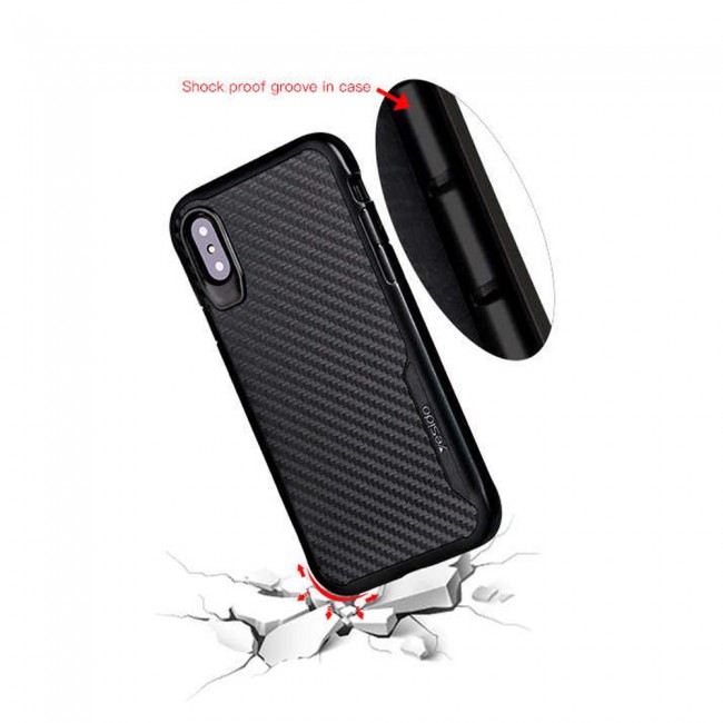 Yesido Carbon Fiber Case Cover for Apple iPhone XS Max - Black