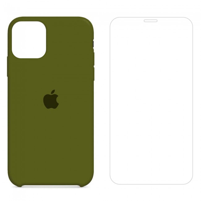 Margoun 2Pack Apple iPhone 12 Pro Max Silicone Case Cover and Clear Screen Protector - Cedar Green
