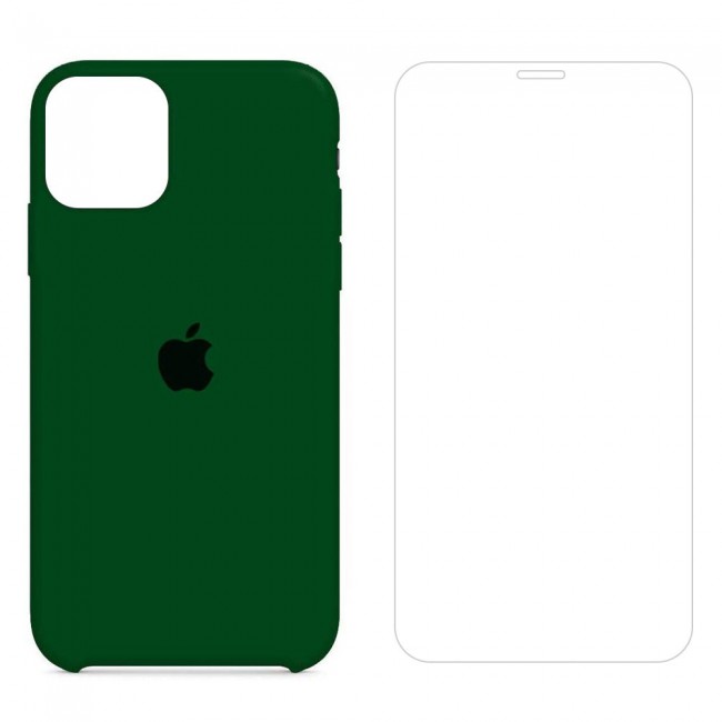 Margoun 2Pack Apple iPhone 12 and 12 Pro Silicone Case Cover and Clear Screen Protector - Green