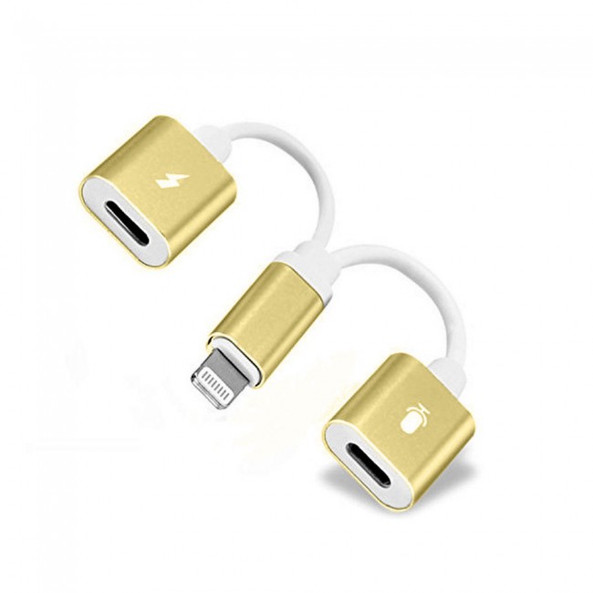 iPhone 3 in1 Double IP Socket Adapter - Gold