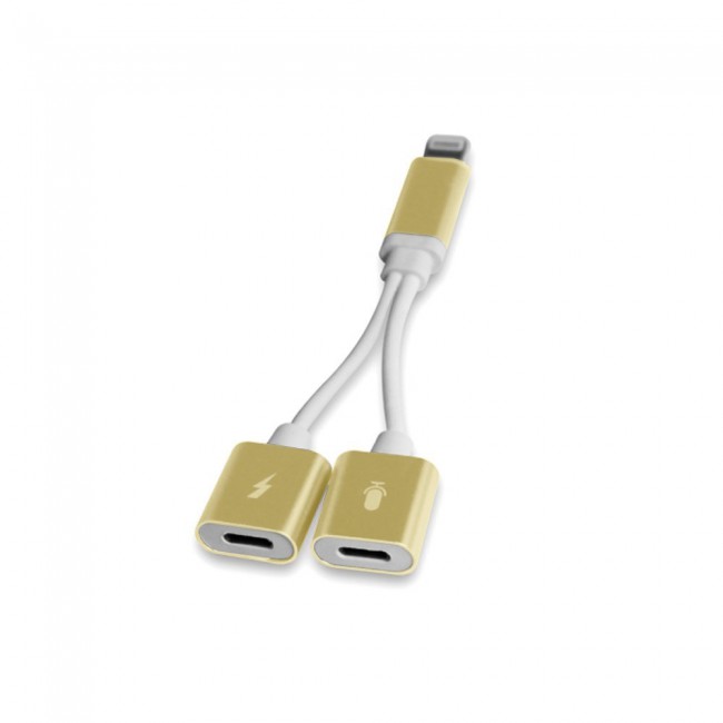 iPhone 3 in1 Double IP Socket Adapter - Gold