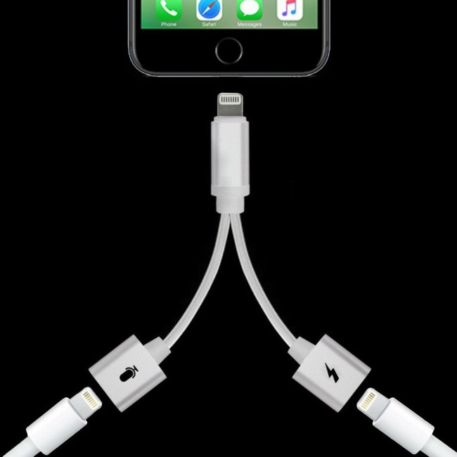 iPhone 3 in1 Double IP Socket Adapter - Silver