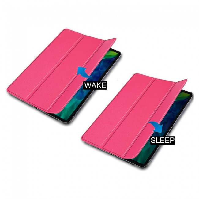 iPad Pro 12.9 4th Gen 2020 Smart Folio Case Trifold Stand Cover - Hot Pink