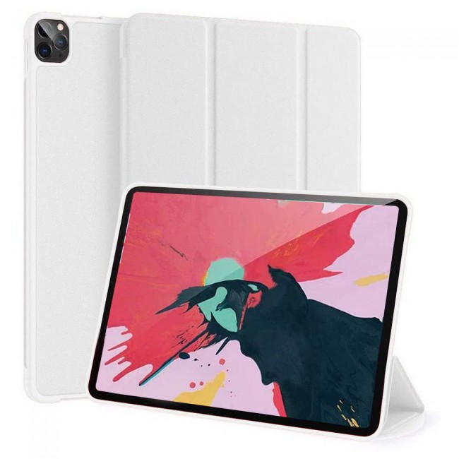 iPad Pro 12.9 4th Gen 2020 Smart Folio Case Trifold Stand Cover - White