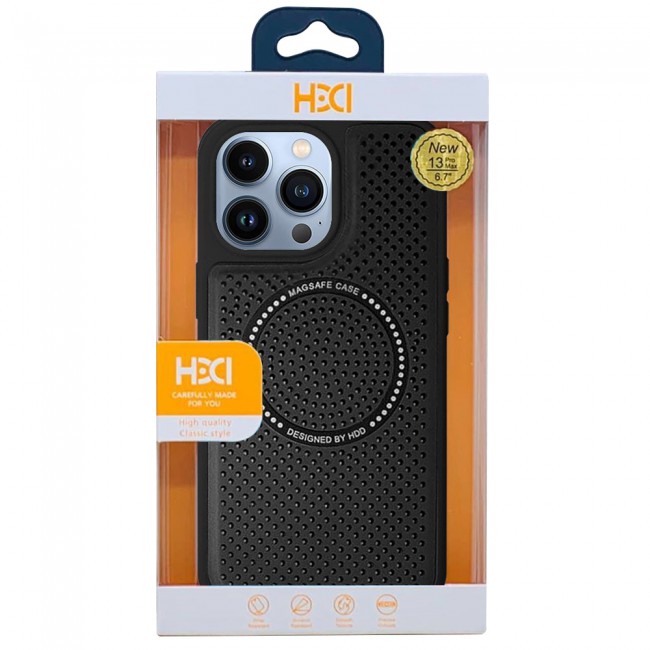 CATANES  For iPhone 13 Pro Max Leather Case MagSafe HDD Back Cover/ Black