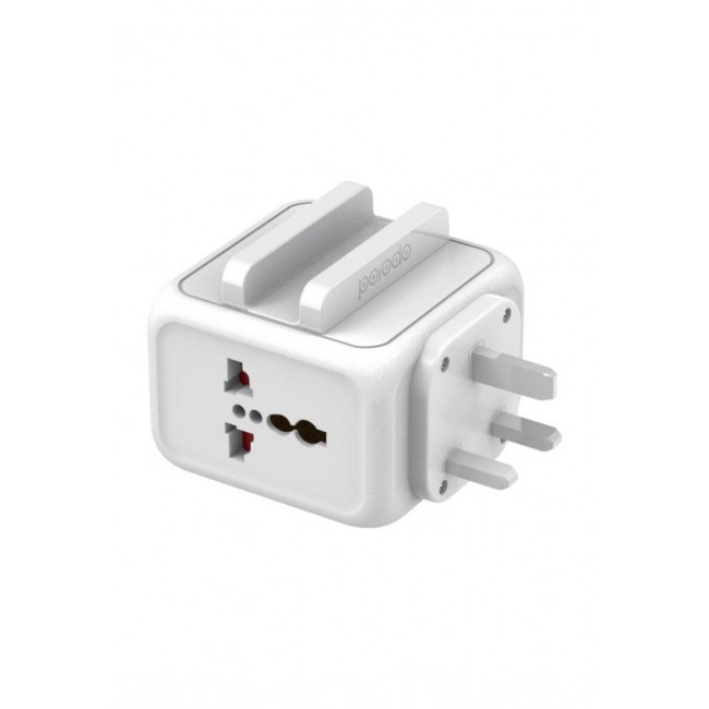 Porodo 3 USB Ports Multi-Function Power Cube Station 4.8A UK - White