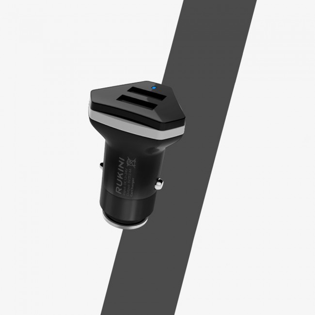 RUKINI Car Charger CobraPlus Dual USB COPL509S – Black , White , Coral