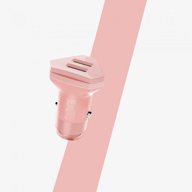 RUKINI Car Charger CobraPlus Dual USB COPL509S – Black , White , Coral