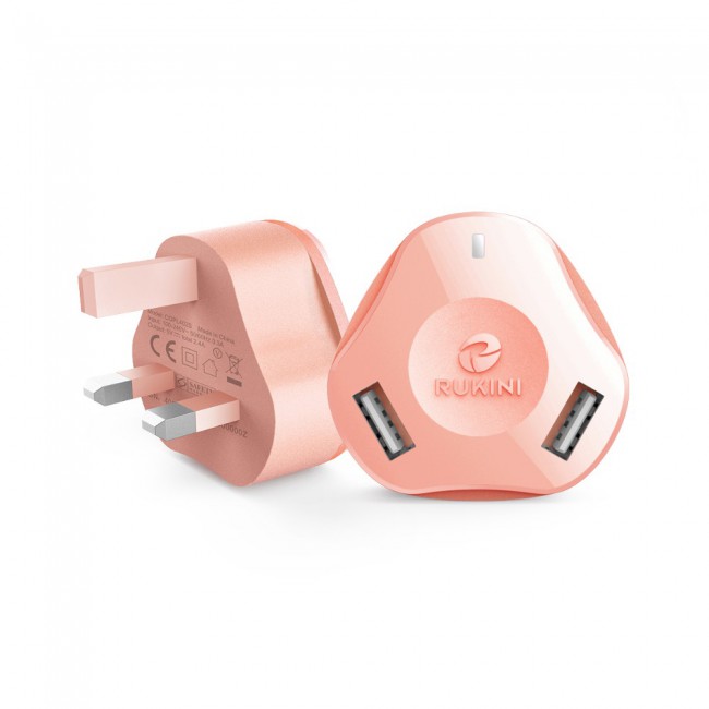 RUKINI Power Adapter Dual USB CobraPlus COPL402S – Black , White , Coral