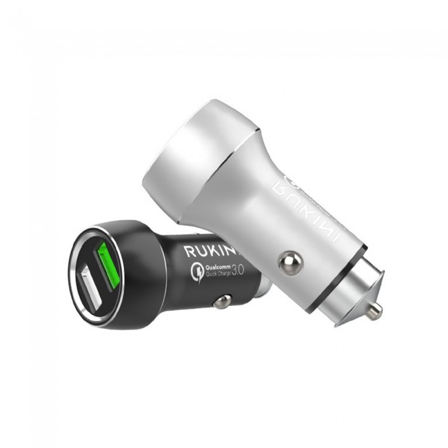 Rukini Dual USB Car Charger 24W RC319 - Black , Silver