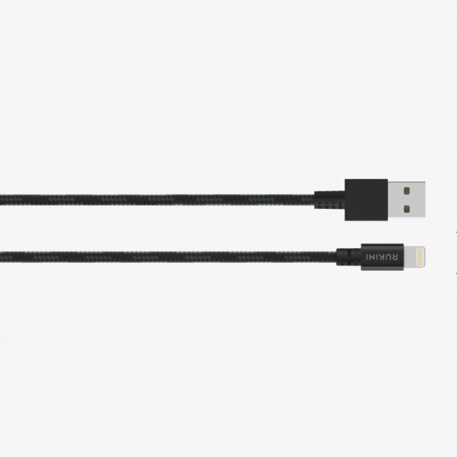 Rukini Lightning USB Cable RCANBI2 Nylon Braided 1m/3.3ft – Black , Silver