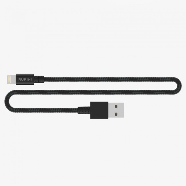 Rukini Lightning USB Cable RCANBI2 Nylon Braided 1m/3.3ft – Black , Silver