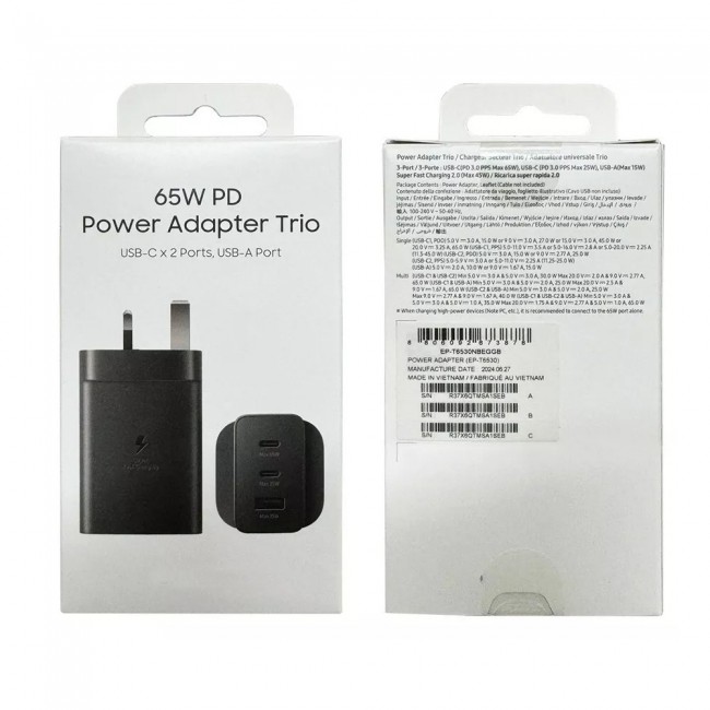 Samsung 65W Trio Adapter with Cable – Black