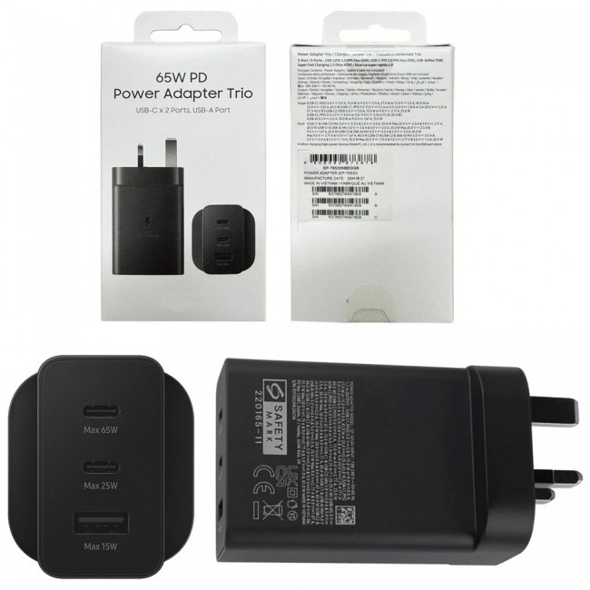 Samsung 65W Trio Adapter with Cable – Black
