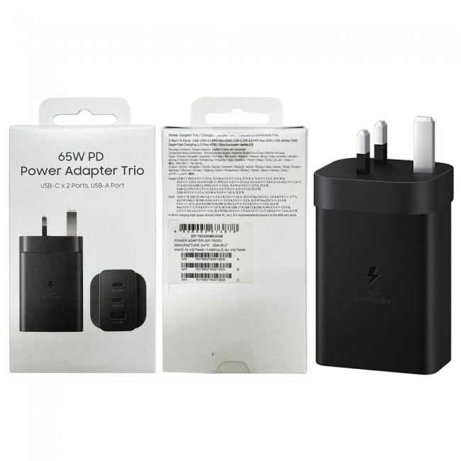 Samsung 65W Trio Adapter with Cable – Black