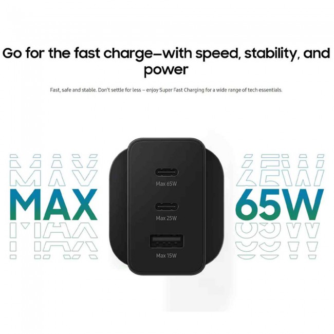 Samsung 65W Trio Adapter with Cable – Black