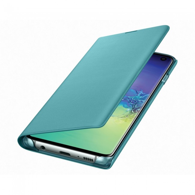 Official Samsung Galaxy S10 LED View Cover - 360 Degree Protective Case ( Black / Green )