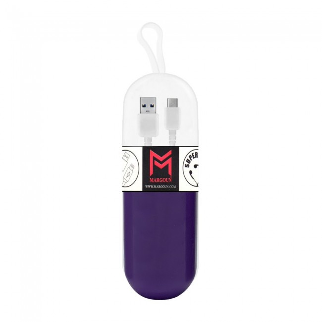 Margoun Type C Sync &amp; Charge Cable ( White ) with Tube Cable Organizer - Black , White , Blue , Purple