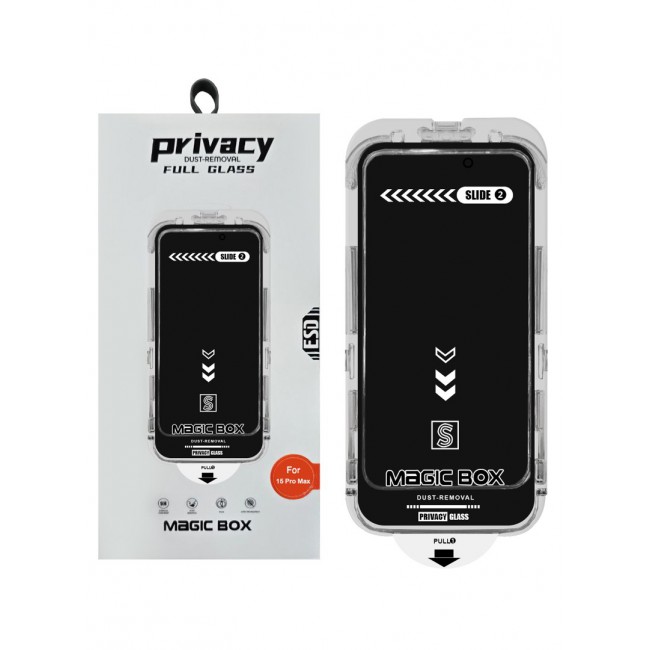 UMSUKA Magic Box Privacy Screen Protector for iPhone 15 Pro Max Automatic Adhesion Anti-Spy, Case-Friendly Easy Installation 9H+ Hardness Full Coverage, No Bubble