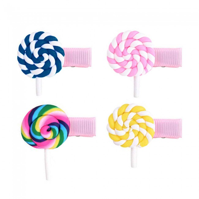 CATANES 12 Packs For Hair Clips Cloud Ornaments and Lollipop Colourful Flatback Polymer Hair Clips - 16