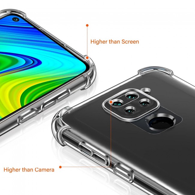 CATANES For Xiaomi Redmi Note 9 Case Cover Clear Protective TPU Four Corners Cover Transparent Soft Case