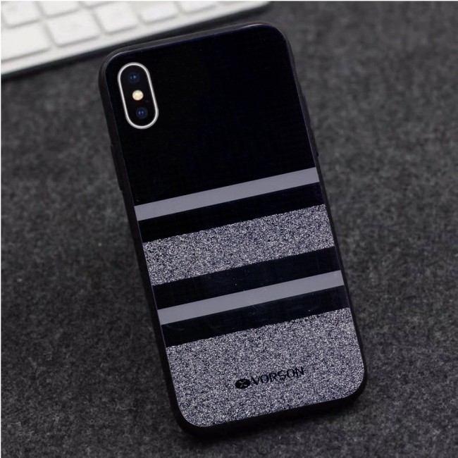 Vorson SHD Sparkly Case Cover for Apple iphone X , XS – Black and Silver