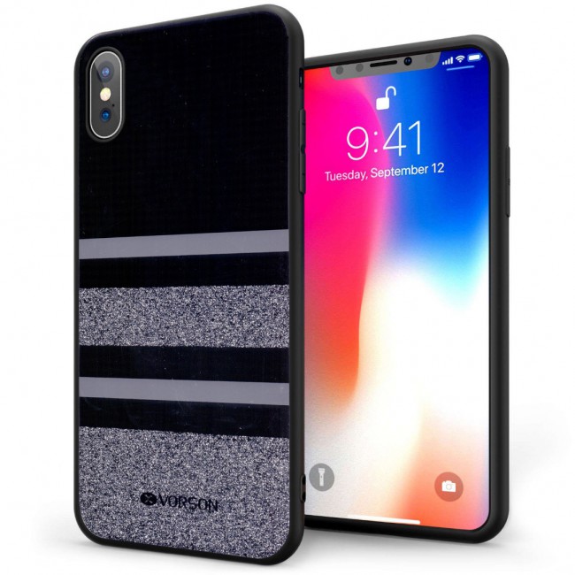 Vorson SHD Sparkly Case Cover for Apple iphone X , XS – Black and Silver
