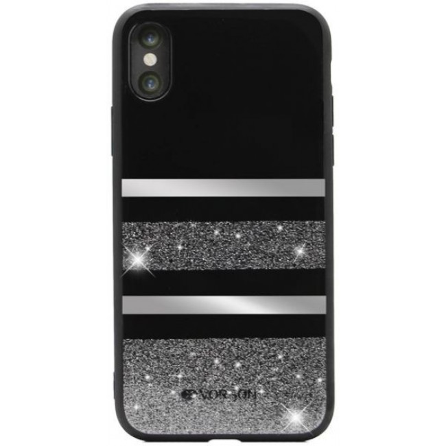 Vorson SHD Sparkly Case Cover for Apple iphone X , XS – Black and Silver