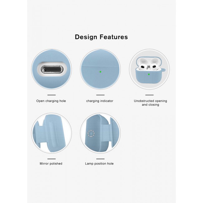 MARGOUN Shockproof Case For Airpod Pro Silicone Protective Case Shockproof Case Ultra Slim Cover with Keychain Carabiner Light Blue