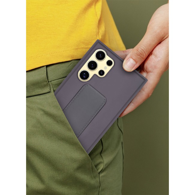 CATANES Samsung Galaxy S24 Ultra Case Magnetic Stand and Holder Premium Silicone Vertical and Horizontal Hand Strap Grip Multi Stand Car Mount Kickstand Case Finger Strap Cover Dark Purple