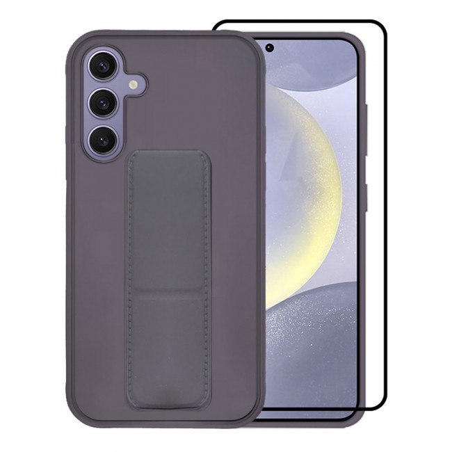 MARGOUN 2 Packs For Samsung Galaxy S24 Plus Case and Screen Protector Magnetic Stand and Holder Premium Silicone Vertical and Horizontal Hand Strap Grip Multi Stand Cover Dark Purple